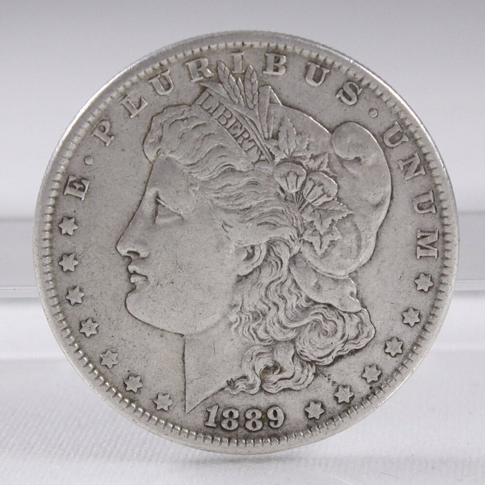 Antique 1889 Morgan silver dollar, antique US collectible coin